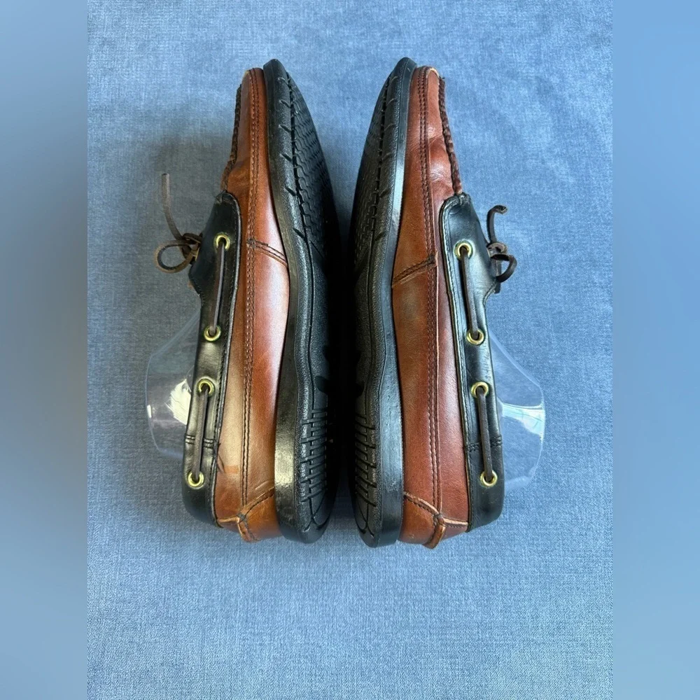 Life Outdoors Slip On Loafer Boat Shoes Men’s SZ 11 Black Brown Leather Preppy